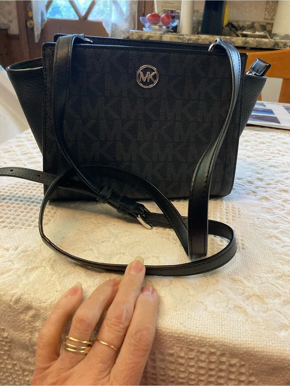 Michael Kors NWOT Freya Satchel Crossbody Bag with Silver-Tone MK Logo.